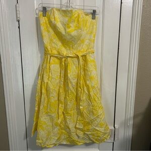 Lilly Pulitzer Sleeveless Tube Corset Lined Belted Yellow Beach Dress Size 2 P1